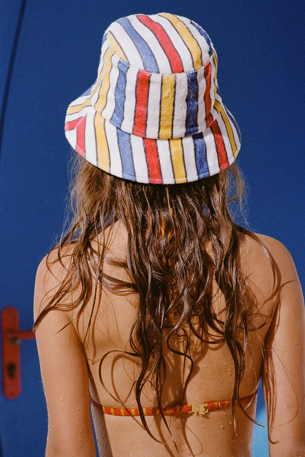 Lack of Color | Shore Bucket | Terry Stripe Women's Terrycloth Bucket Hat | L-XL | Designer Hats | Express Shipping Available