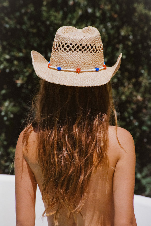 The Desert Cowboy Straw Fedora Hat in Natural